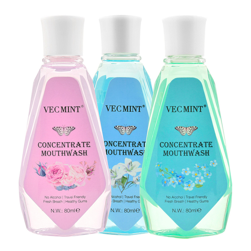 VECMINT อัลโคฮอล์ฟรี 80 มิลลิลาร์ รสดอกไม้ ยาต้านแบคทีเรีย สะสมล้างปาก ล้างปาก ล้างฟัน