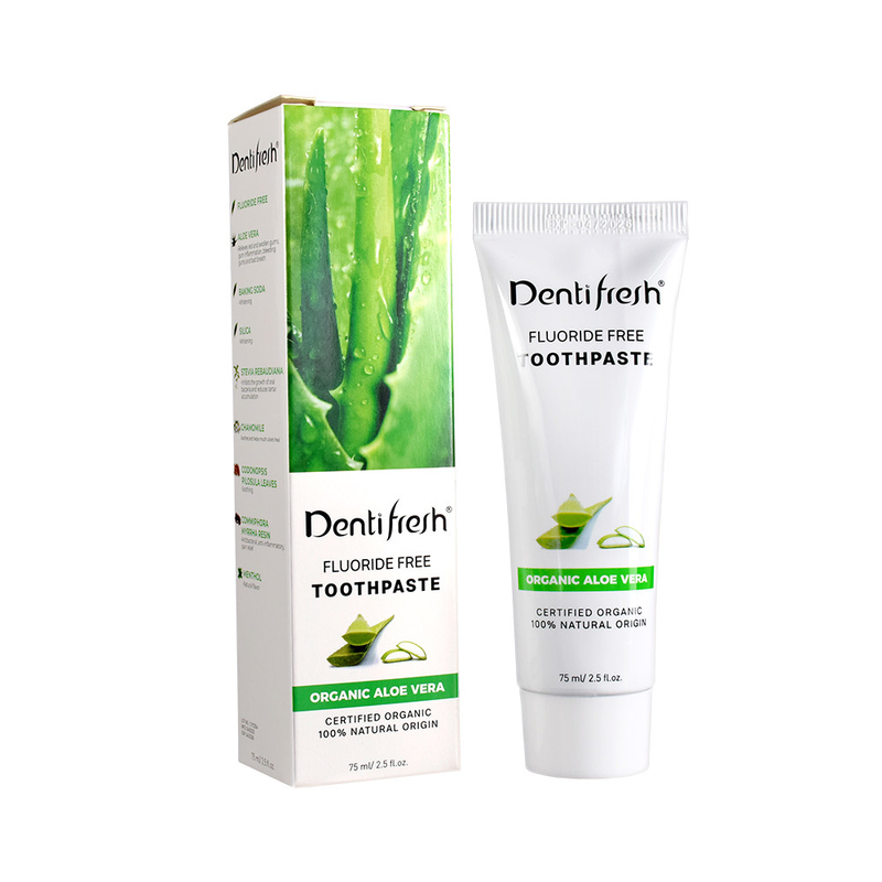 DENTIFRESH แพสต์ฟัน Aloe Vera ที่ได้รับการรับรองจากธรรมชาติ 75 ml สําหรับเด็กผู้ใหญ่