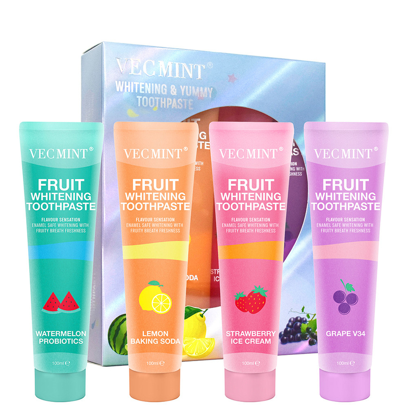 Vecmint 100ml ผลไม้สีขาว ครีมแป้งฟัน รวมน้ํากระเทียม โปรไบโอติก โลมอน เบิกโซดา & More ยิ้มสดใส