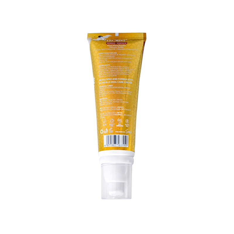 VECMINT ยาสีฟัน 100 ml- Pearl - สูตรผสมผิวขาวด้วยรากคอปติส และสารสกัดจาก Camellia Sinensis
