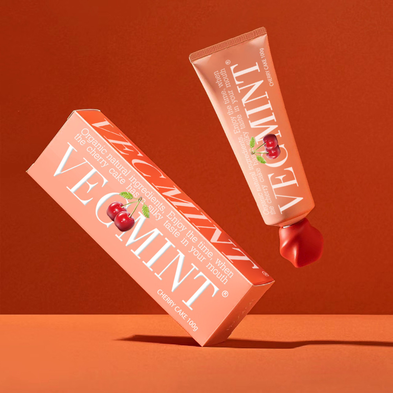 VECMINT เค้กเชอร์รี่ น้ํามันแป้งฟันรส - ด้วยสารประกอบทางธรรมชาติ