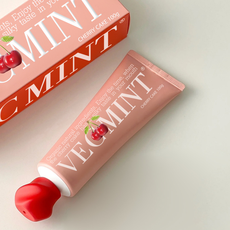 VECMINT เค้กเชอร์รี่ น้ํามันแป้งฟันรส - ด้วยสารประกอบทางธรรมชาติ
