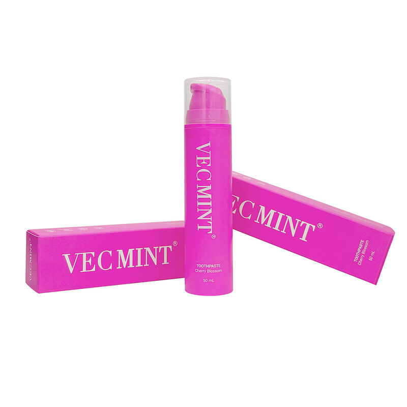 VECMINT Cherry Blossom ยาสีฟัน 50mL - พั๊มกระป๋องออกแบบ ยาสีฟันฟลูอริดฟรีสําหรับฟันอ่อนโยน