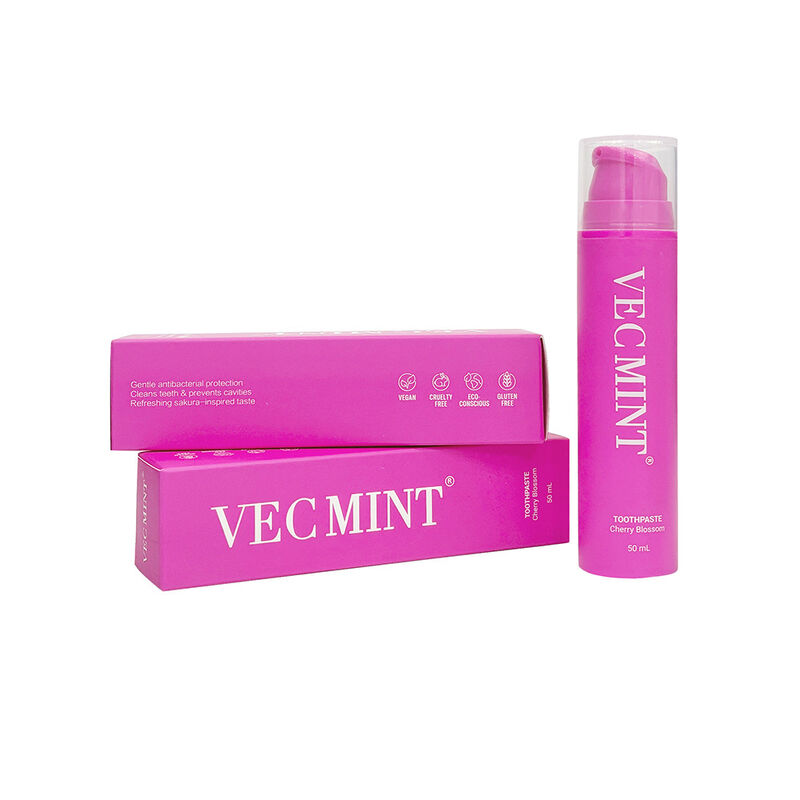 VECMINT Cherry Blossom ยาสีฟัน 50mL - พั๊มกระป๋องออกแบบ ยาสีฟันฟลูอริดฟรีสําหรับฟันอ่อนโยน