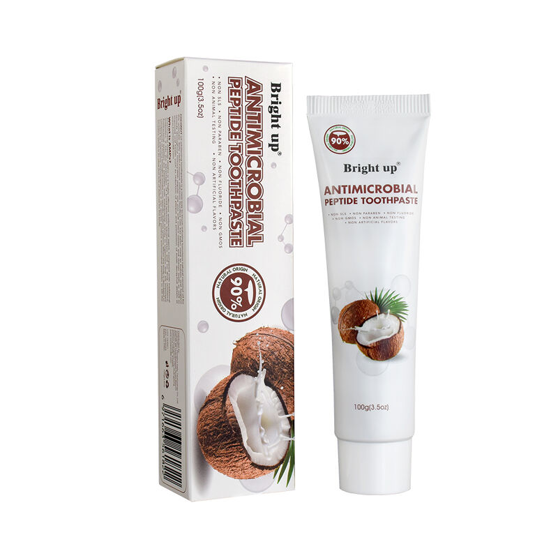 Antimicrobial Peptide Toothpaste Bright up 100g Coconut Flavor 90% Natural Non Harmful Additives Bulk Wholesale Oral Care Products