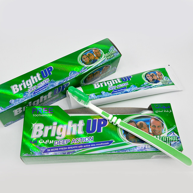Bright Up Refreshing Mint ยาสีฟันดูแลช่องปากทั่วไปพร้อมแปรงสีฟันฟรี
